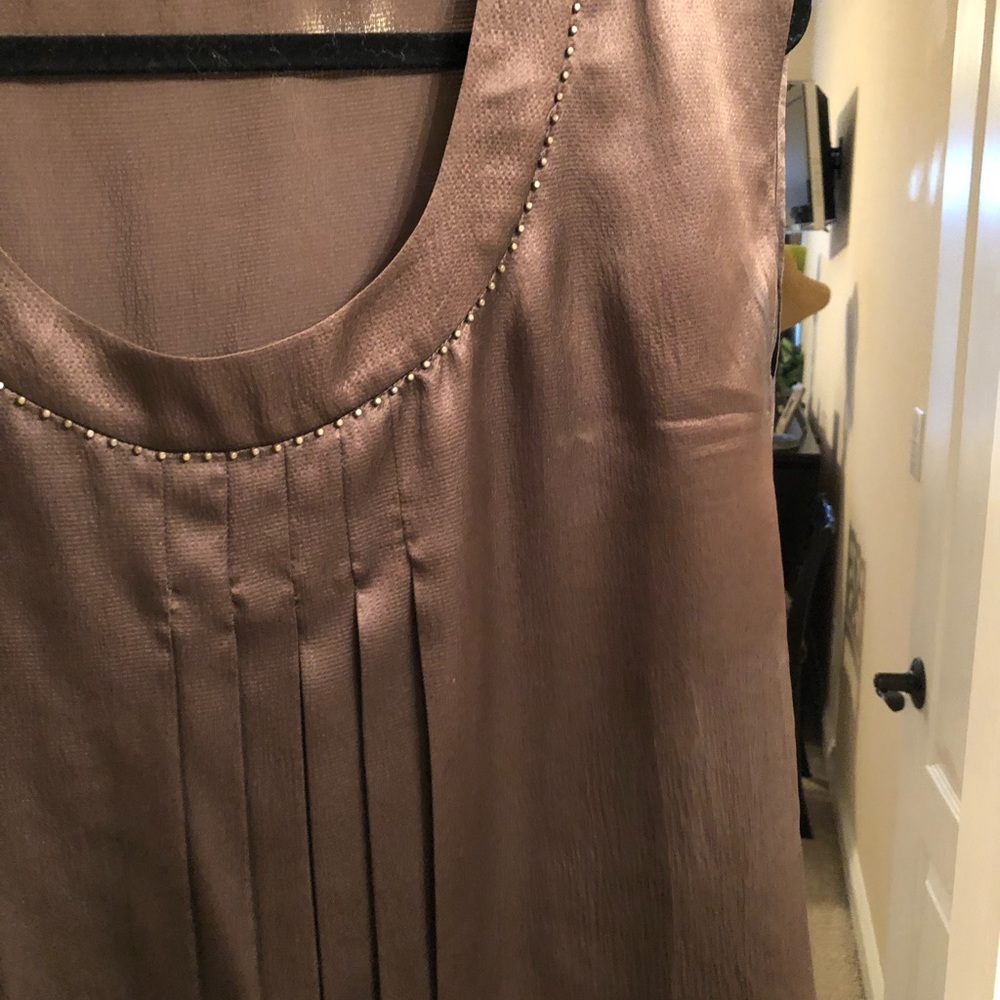 Silk sleeveless blouse with pleated front detail